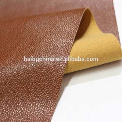 good quality 1.0mm italian leather fabric for bags brushed backing litchi Synthetic+Leather